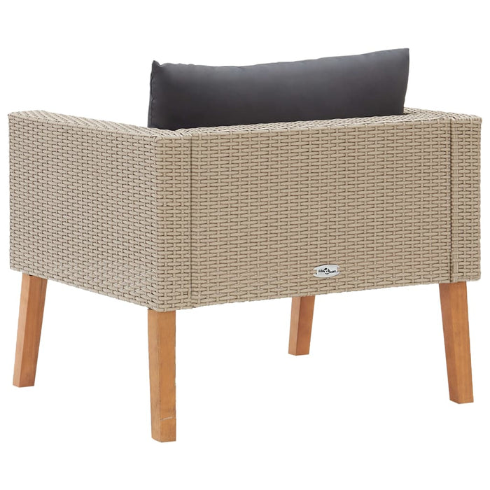 1-seater garden sofa with cushions poly rattan beige