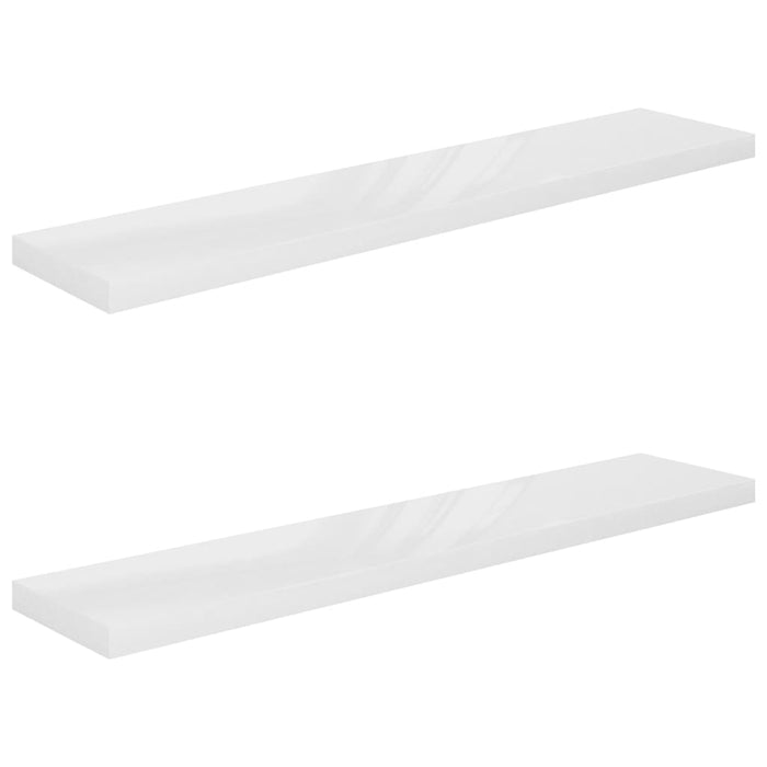Schwebende Wandregale 2 Stk. Hochglanz-Weiß 120x23,5x3,8cm MDF
