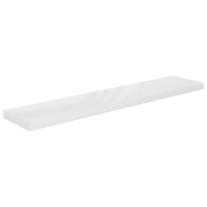 Floating wall shelves 2 pieces high gloss white 120x23.5x3.8cm MDF