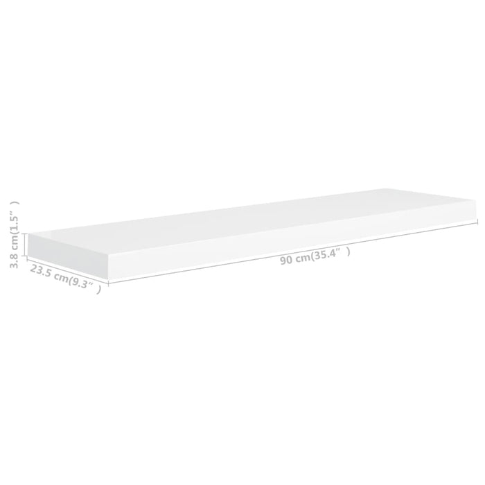 Floating wall shelves 4 pcs. White 90x23.5x3.8 cm MDF
