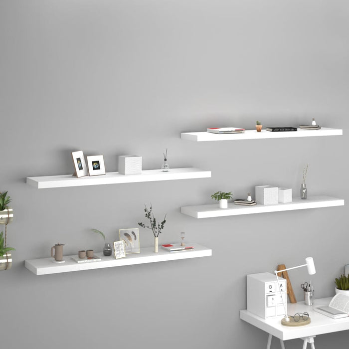 Floating wall shelves 4 pcs. White 120x23.5x3.8 cm MDF