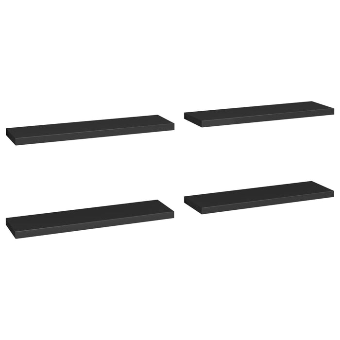 Floating wall shelves 4 pcs. Black 90x23.5x3.8 cm MDF