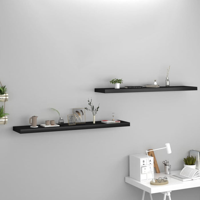 Floating wall shelves 2 pcs. Black 120x23.5x3.8 cm MDF