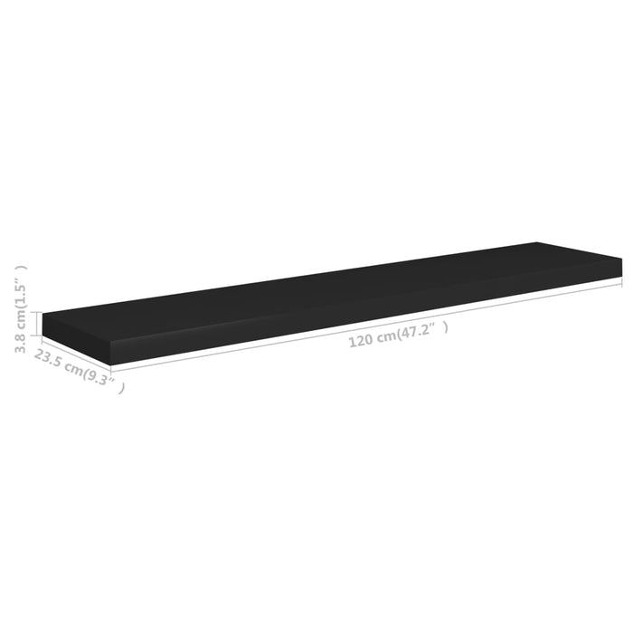 Floating wall shelves 4 pcs. Black 120x23.5x3.8 cm MDF