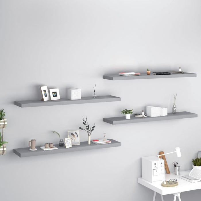 Floating wall shelves 4 pcs. Gray 120x23.5x3.8 cm MDF