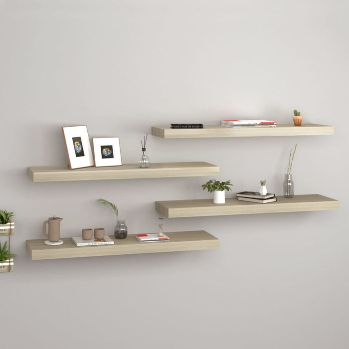 Floating shelves 4 pieces. Oak look 80x23.5x3.8 cm MDF