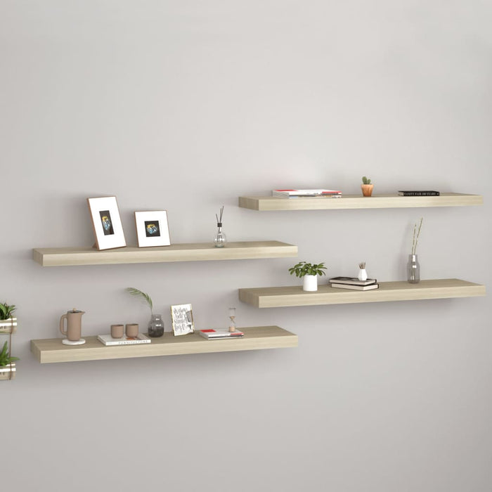 Floating wall shelves 4 pcs. Oak color 90x23.5x3.8 cm MDF