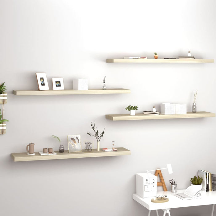 Floating wall shelves 4 pcs. Oak color 120x23.5x3.8 cm MDF
