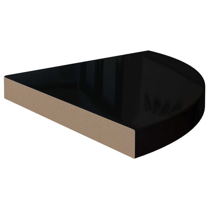 Corner floating shelves 4 pieces high gloss black 35x35x3.8 cm MDF