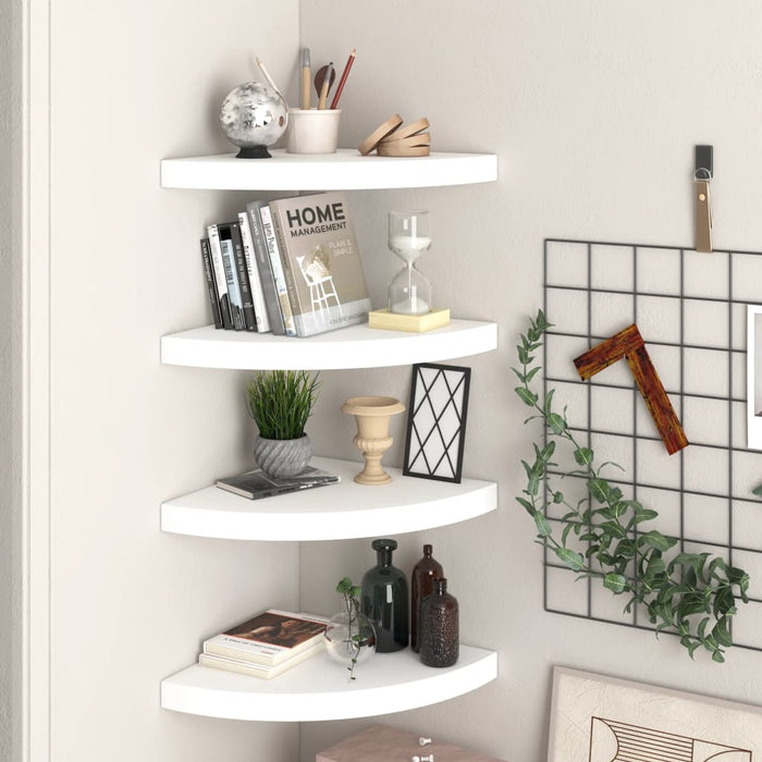 Corner floating shelves 4 pcs. White 35x35x3.8 cm MDF