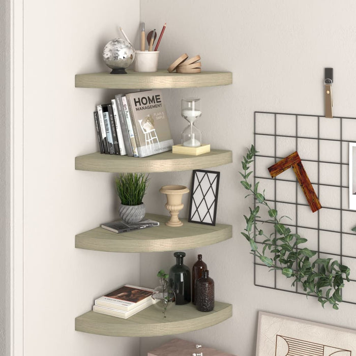 Corner floating shelves 4 pcs. Oak color 35x35x3.8 cm MDF