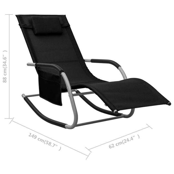 Sonnenliegen 2 Stk. Textilene Schwarz und Grau