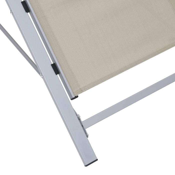 Sun loungers 2 pieces with table aluminum cream white