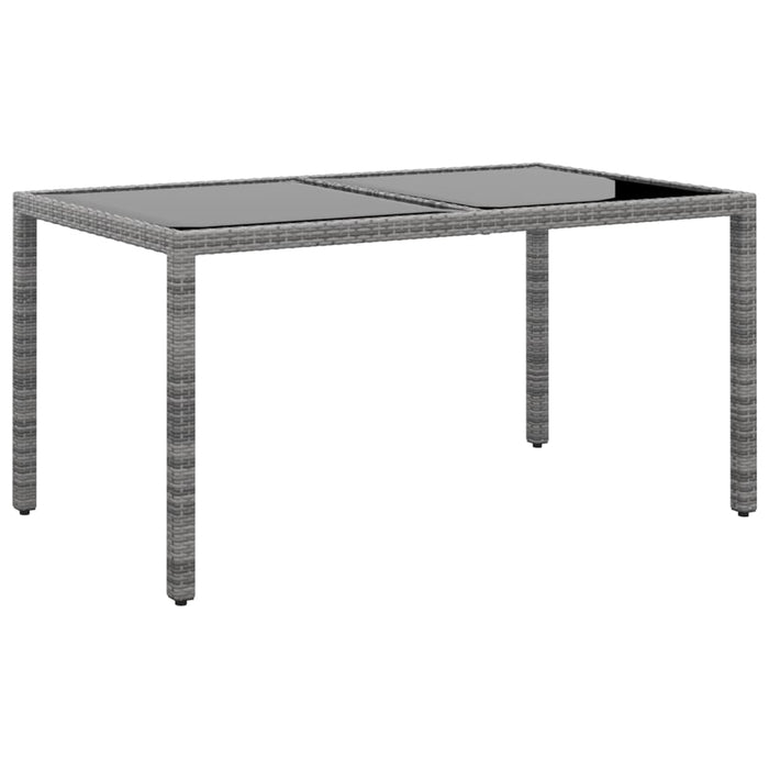 Gartentisch 150x90x75 cm Hartglas und Poly Rattan Grau