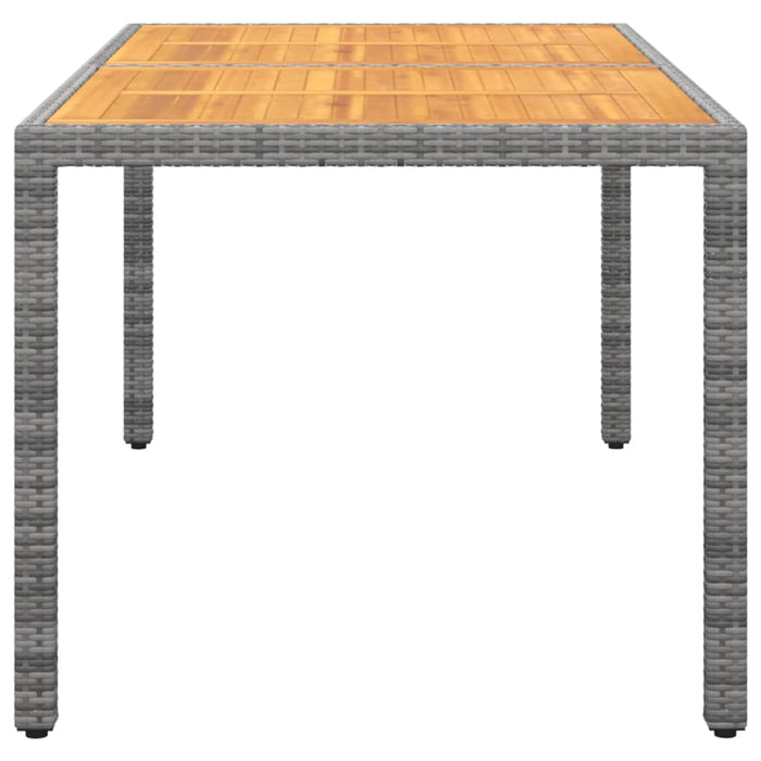 Gartentisch 150x90x75 cm Akazienholz und Poly Rattan Grau