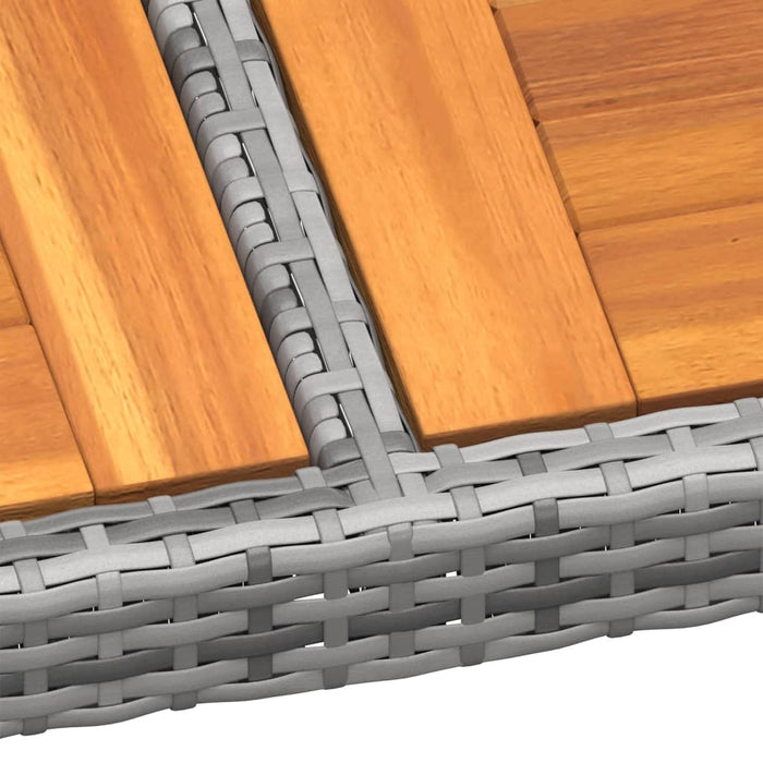 Gartentisch 150x90x75 cm Akazienholz und Poly Rattan Grau