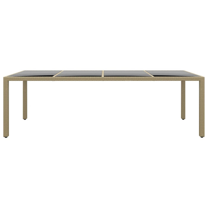 Gartentisch mit Glasplatte Beige Poly Rattan