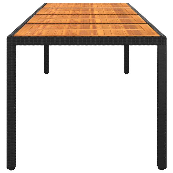 Garden table 250x100x75 cm acacia wood and poly rattan black