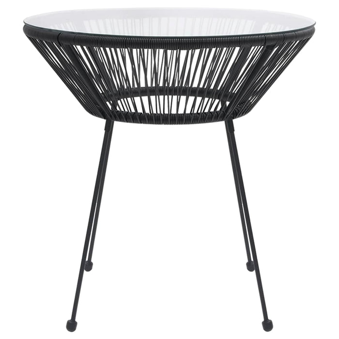 Garten-Esstisch Schwarz Ø70x74 cm Rattan und Glas