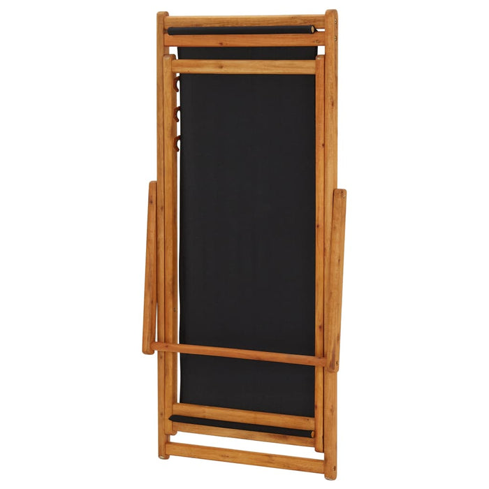 Klappbarer Strandstuhl Eukalyptusholz und Stoff Schwarz