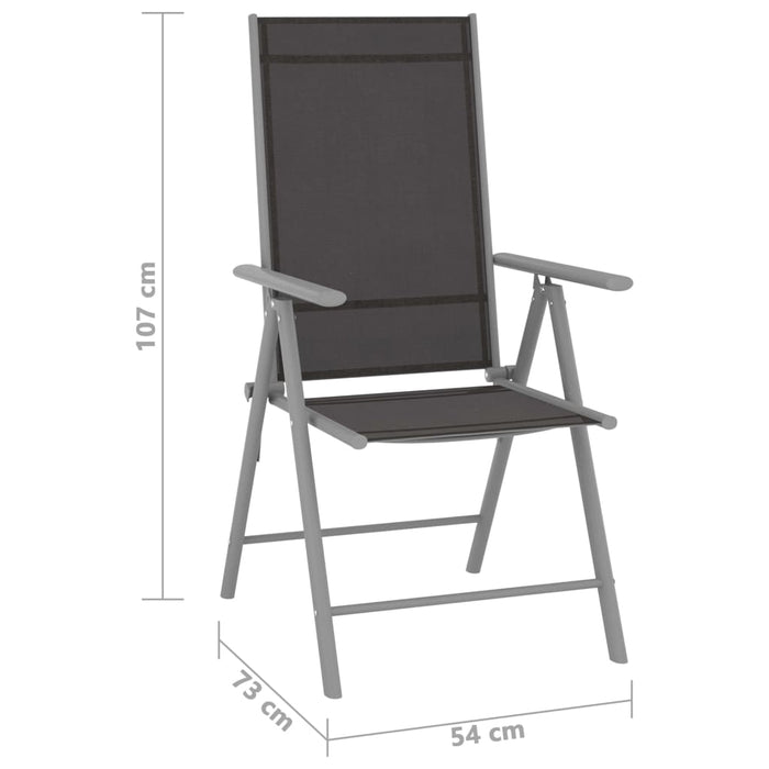 Garden chairs foldable 4 pieces. Textilene black
