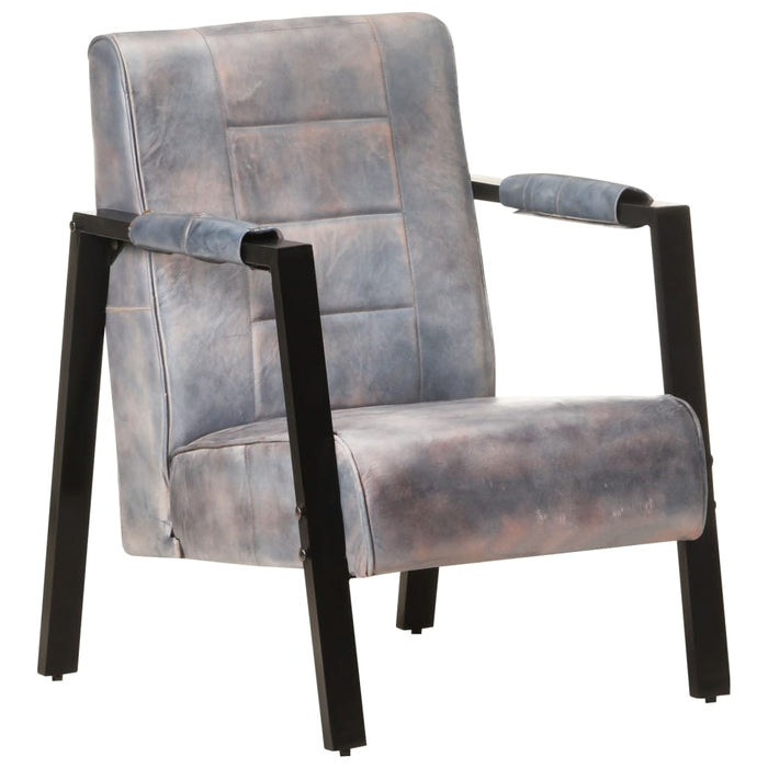 Sessel 60x80x87 cm Grau Echtes Ziegenleder