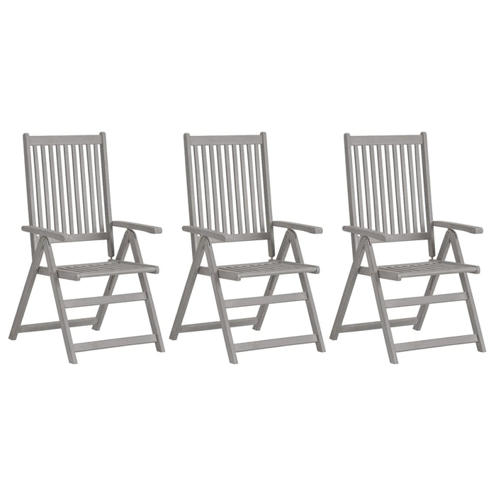 Verstellbare Gartenstühle 3 Stk. Grau Massivholz Akazie