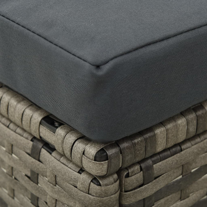 2-Sitzer-Gartensofa mit Teetisch und Hocker Poly Rattan Grau