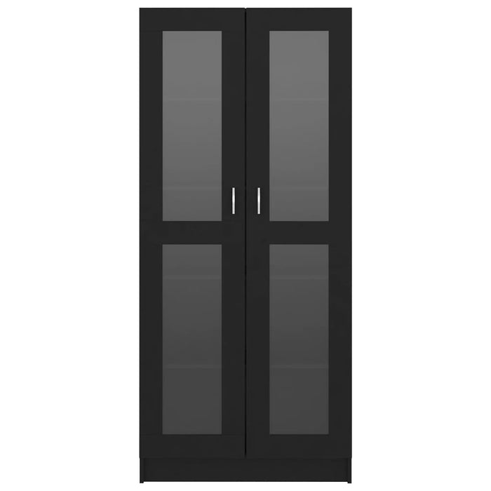 Vitrinenschrank Schwarz 82,5x30,5x185,5 cm Holzwerkstoff