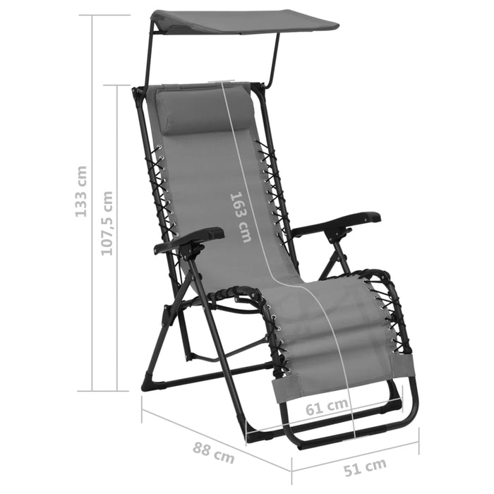 Klappbarer Liegestuhl Textilene Grau