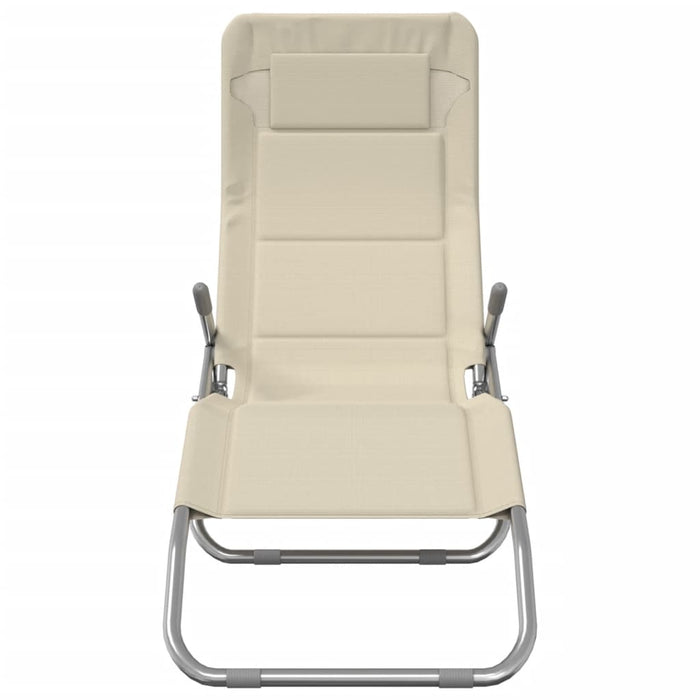 Sonnenliegen 2 Stk. Creme Textilene & Pulverbeschichteter Stahl