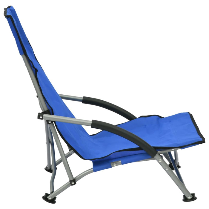 Folding beach chairs 2 pcs. Blue fabric