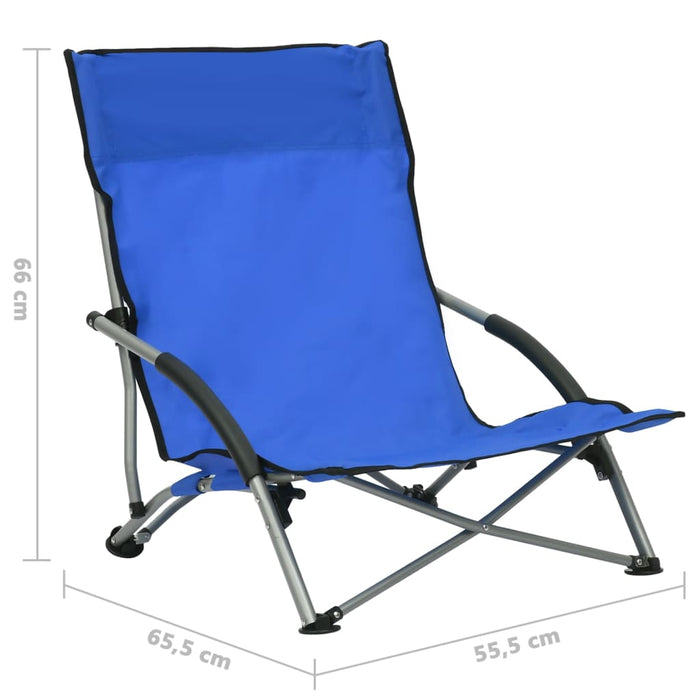 Folding beach chairs 2 pcs. Blue fabric