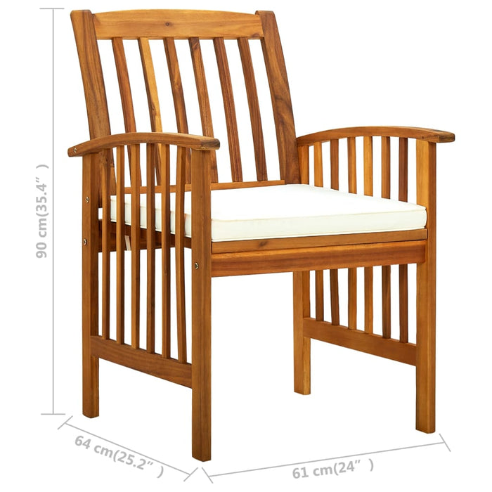 Garden dining chairs 3 pieces with cushions made of solid acacia wood