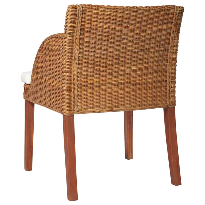 Dining room chair with cushions light brown natural rattan