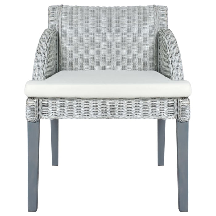 Esszimmerstühle mit Kissen 2 Stk. Grau Natur Rattan