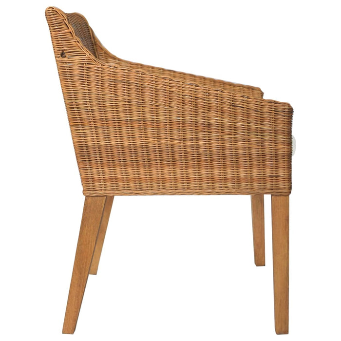Esszimmerstuhl mit Kissen Hellbraun Natur Rattan