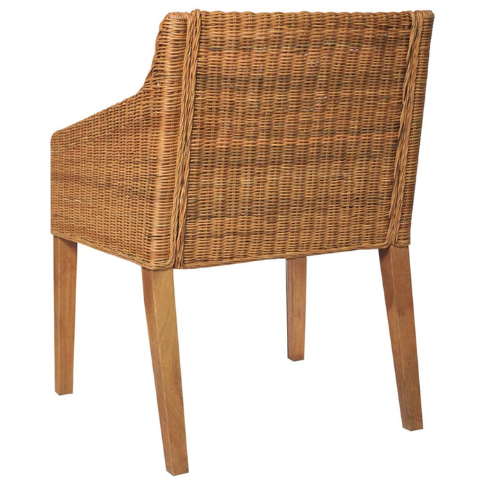 Esszimmerstuhl mit Kissen Hellbraun Natur Rattan