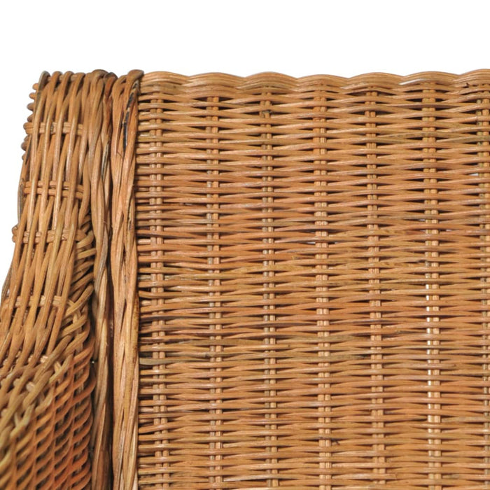 Esszimmerstuhl mit Kissen Hellbraun Natur Rattan