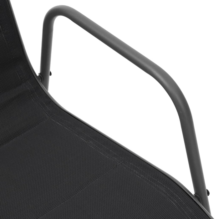 Stapelbare Gartenstühle 2 Stk. Stahl und Textilene Schwarz