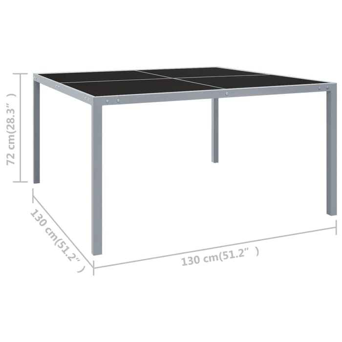 Gartentisch 130x130x72 cm Grau Stahl und Glas