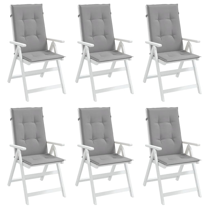 Garden chair cushions for high-back chairs 6 pieces. Gray 120x50x3cm fabric