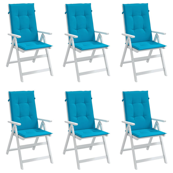 Garden chair cushions for high-back chairs 6 pieces. Blue 120x50x3cm fabric