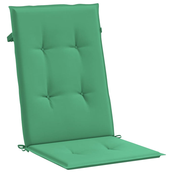 Garden chair cushions for high-back chairs 6 pieces. Green 120x50x3cm fabric
