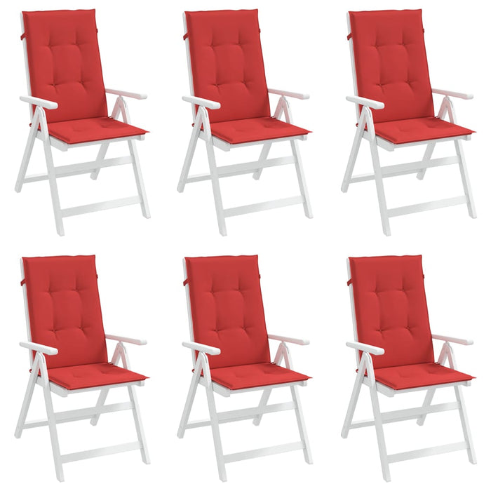 Garden chair cushions for high-back chairs 6 pieces. Red 120x50x3 cm fabric