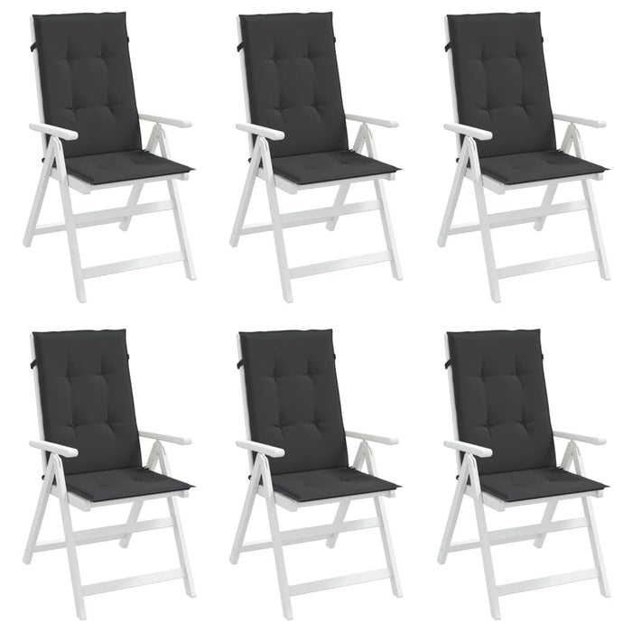 Garden chair cushions for high-back chairs 6 pieces. Black 120x50x3 cm