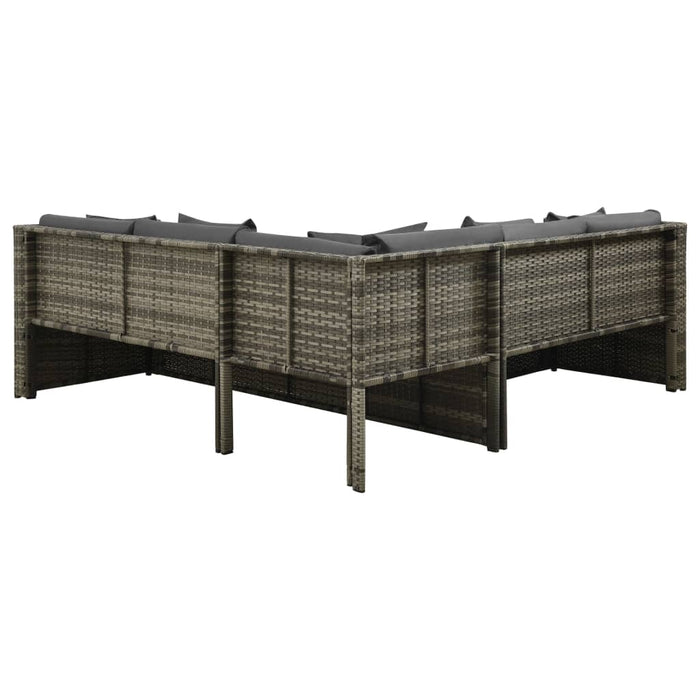 4-tlg. Garten-Lounge-Set mit Auflagen Poly Rattan Grau