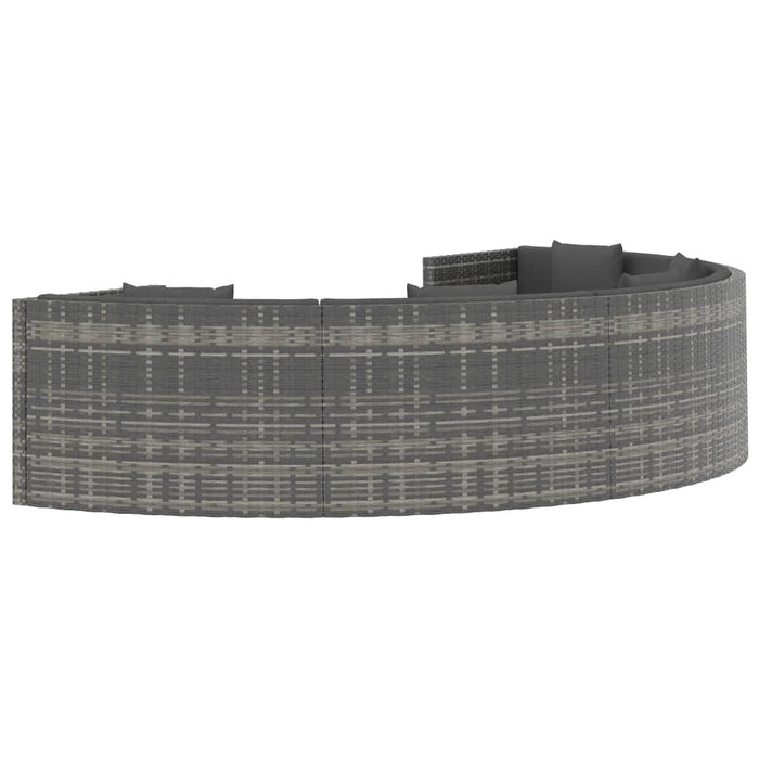 6-tlg. Garten-Lounge-Set mit Auflagen Poly Rattan Grau