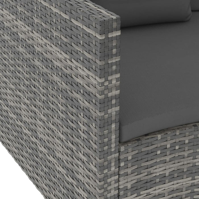 6-tlg. Garten-Lounge-Set mit Auflagen Poly Rattan Grau