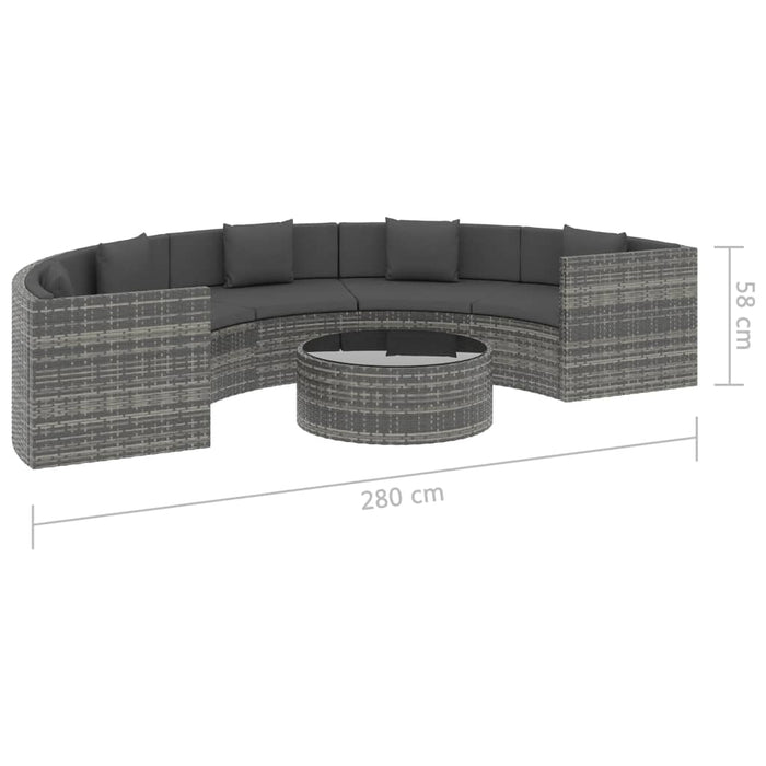 6-tlg. Garten-Lounge-Set mit Auflagen Poly Rattan Grau